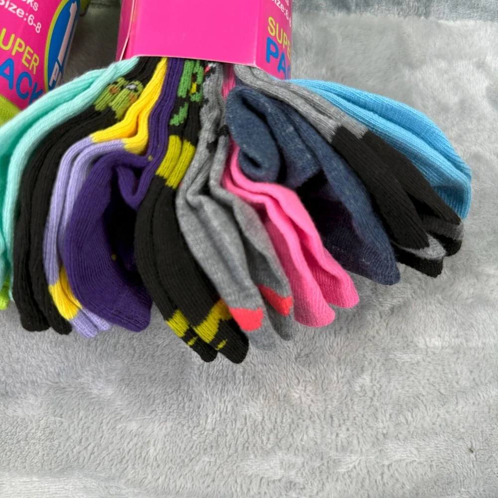 Girls No Show Socks 20 Pair Bundle Multi Color Low Cut Size 6-8 GN29-10 GN31-10